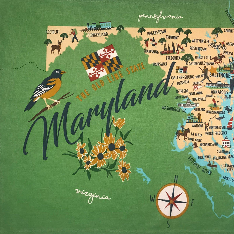 Destination Maryland Kitchen Towel Closeup Left Side