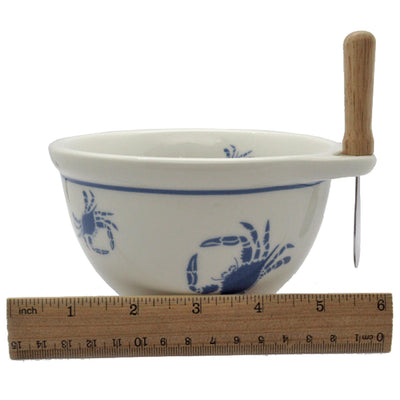 Blue Crab Design Dip Bowl With Spreader