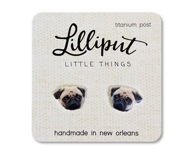 Pug Dog Lilliput Earrings