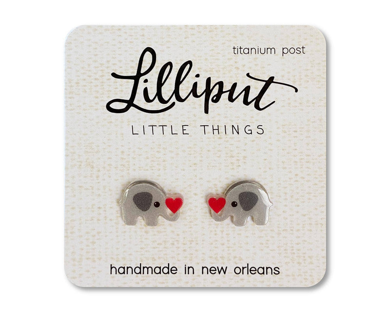 Elephant with Heart Lilliput Earrings