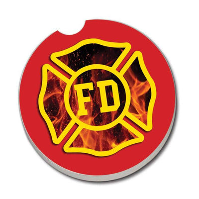 Fire Department Maltese Cross Absorbent Stone Car Coaster