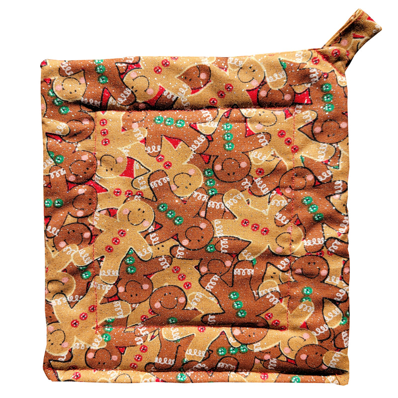 Potholder Locally Sewn - Sparkling Gingerbread Men