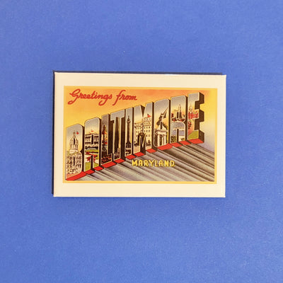 Greetings from Baltimore Maryland Vintage Postcard Style Magnet