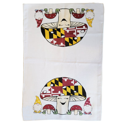 Happy Maryland Mushroom Kitchen Towel Lay Flat