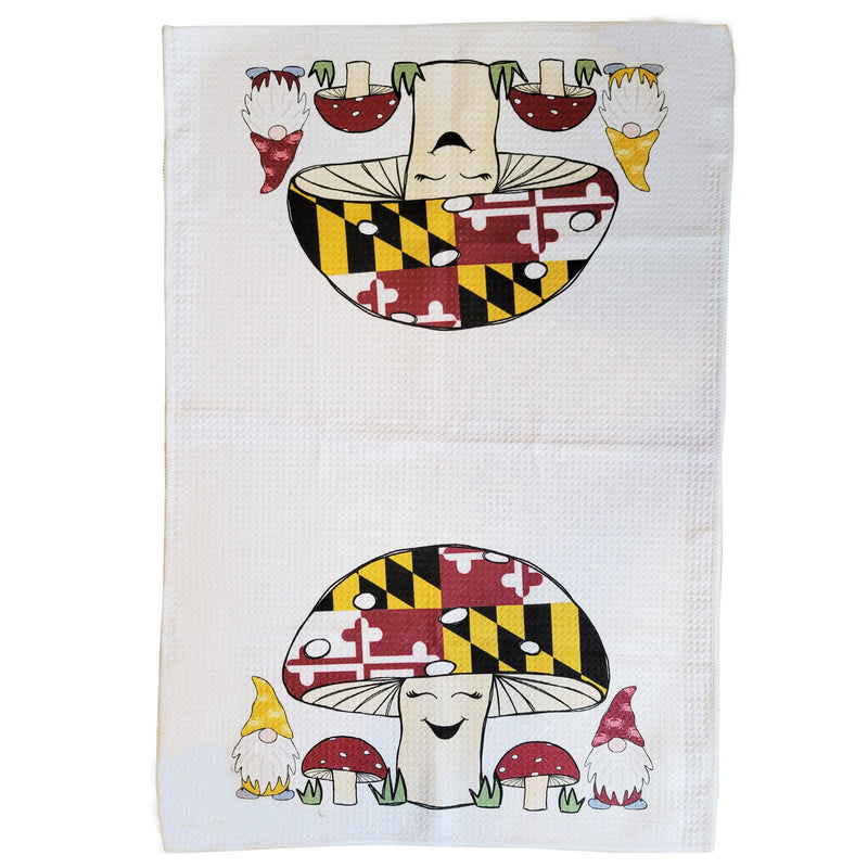 Happy Maryland Mushroom Kitchen Towel Lay Flat