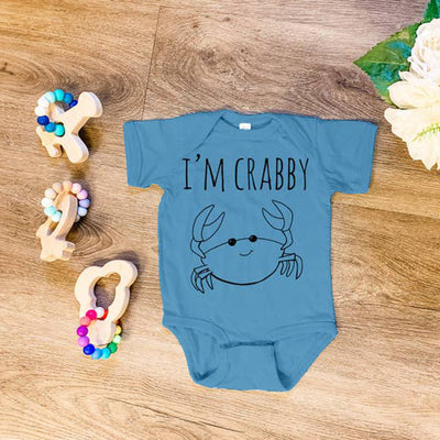 I'm Crabby Sketched Crab Baby Onesie - Indigo Blue