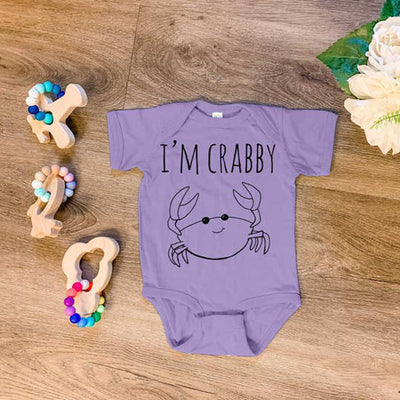 I'm Crabby Sketched Crab Baby Onesie - Lavender Purple