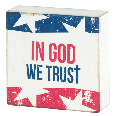 In God We Trust Tabletop Wood Block