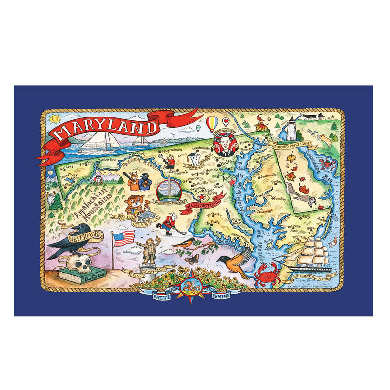 Maryland Adventure Map Kitchen Towel