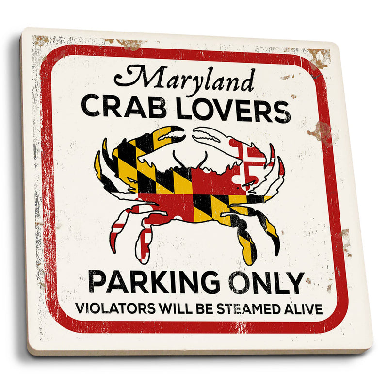 Maryland Crab Lovers Parking Ceramic Coaster