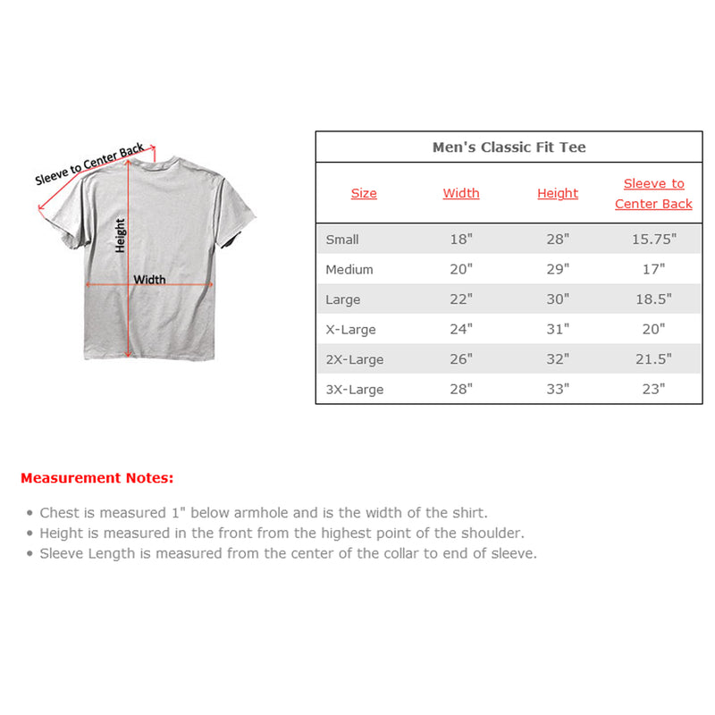 Maryland Flag Canoe Dogs T-Shirt Size Chart