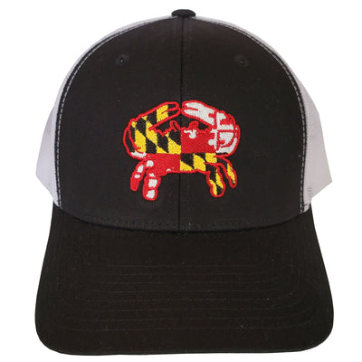 Maryland Flag Crab Black & White Trucker Hat