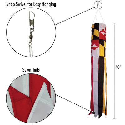 Maryland Flag 40" Large Windsock Details