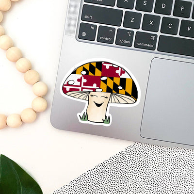 Happy Maryland Mushroom Vinyl Sticker Scene