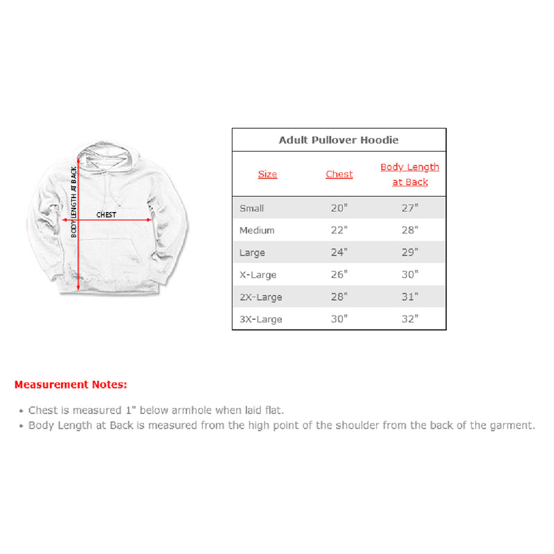 Maryland Flag Ripped Crab Hoodie Sweatshirt Size Chart