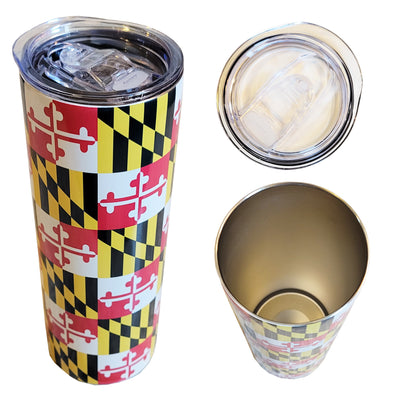 Maryland Flag 20oz Stainless Steel Tumbler Lid and Inside