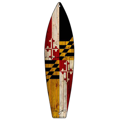 Maryland Flag Surfboard 17 inch Aluminum Sign