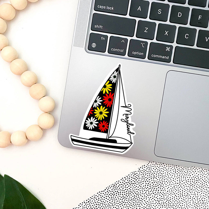 Maryland Flowers Sailboat Vinyl Sticker Scene