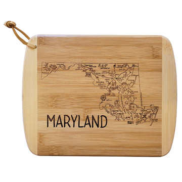 Maryland Map Bamboo Cutting Board