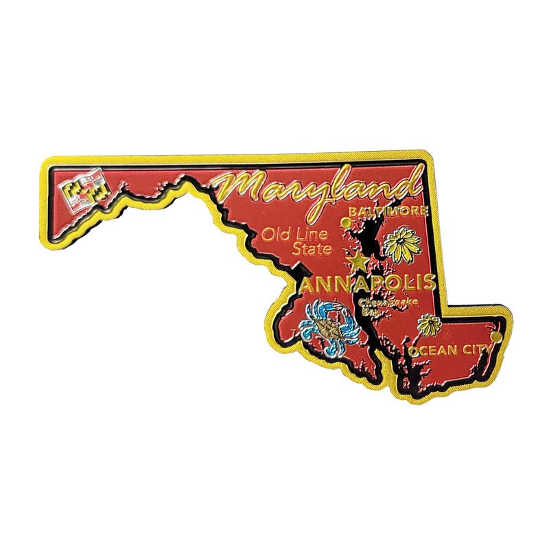 Maryland State Red Foil Decowood Magnet