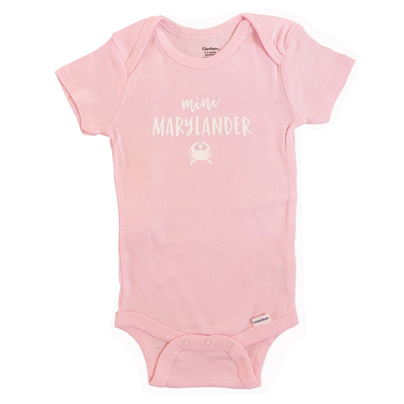 Mini Marylander Crab Baby Onesie Pink