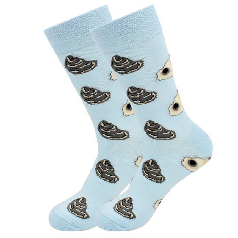 Oysters on Blue Socks