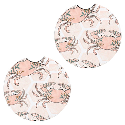 Pink Floral Crab Car Coasters Set of 2