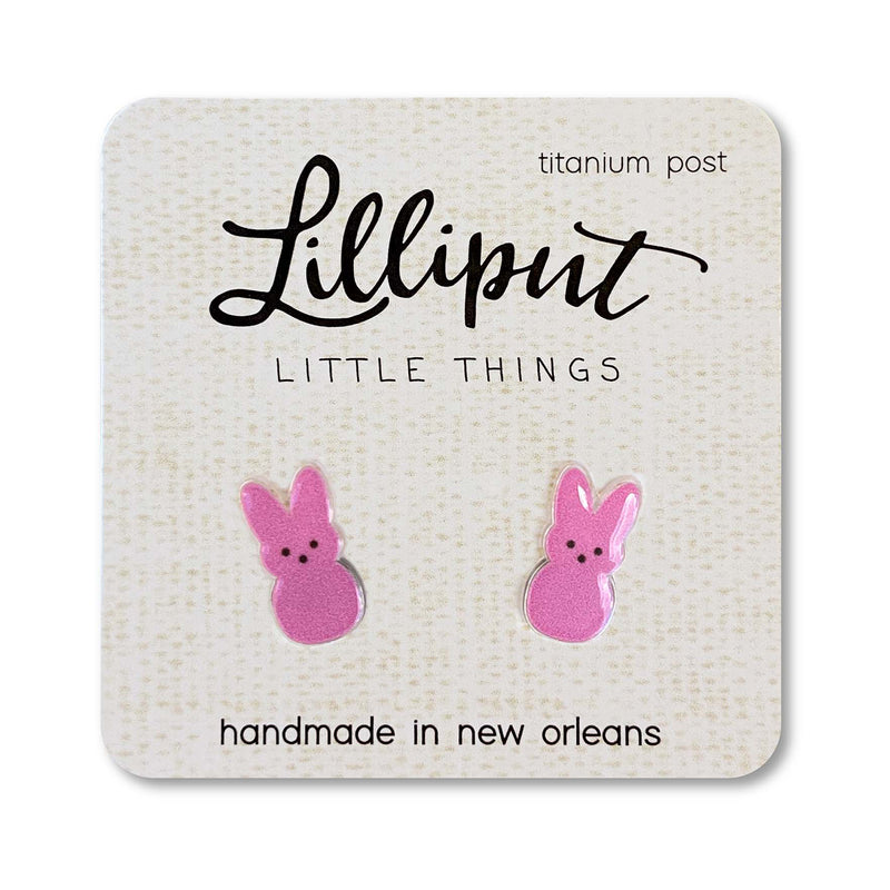 Pink Peep Bunny Lilliput Earrings