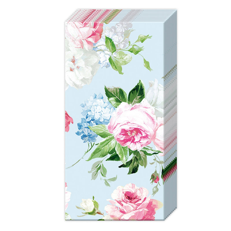 Pocket Tissue Pack - Roses on Blue