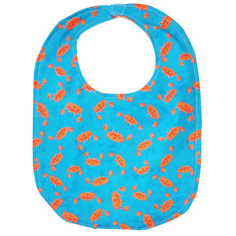 Crab Baby Bib - Red Crabs on Blue Background