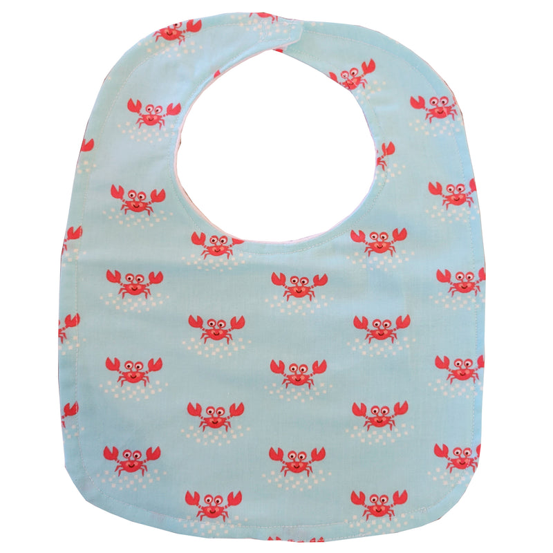 Crab Baby Bib - Red Crab on Light Blue Background