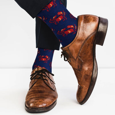 Red Crab on Navy Socks Model