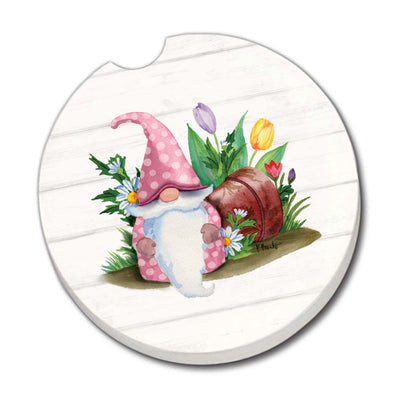 Spring Gnome Absorbent Stone Car Coaster