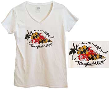 Maryland Flag Wine Grapes T-Shirt - Ladies