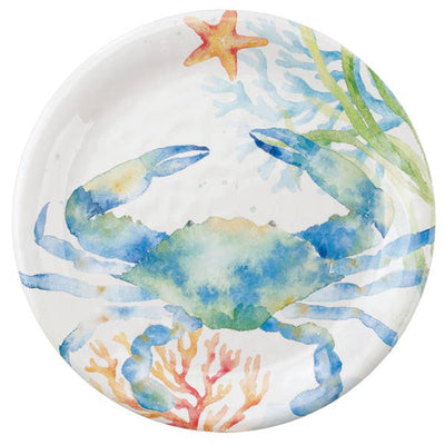 Blue Crab Watercolor Melamine Dinner Plate